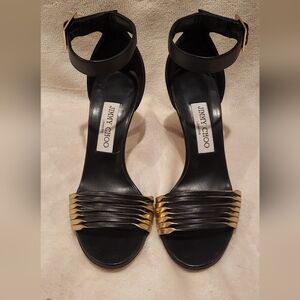 Jimmy Choo Black and Gold Women's Sandals